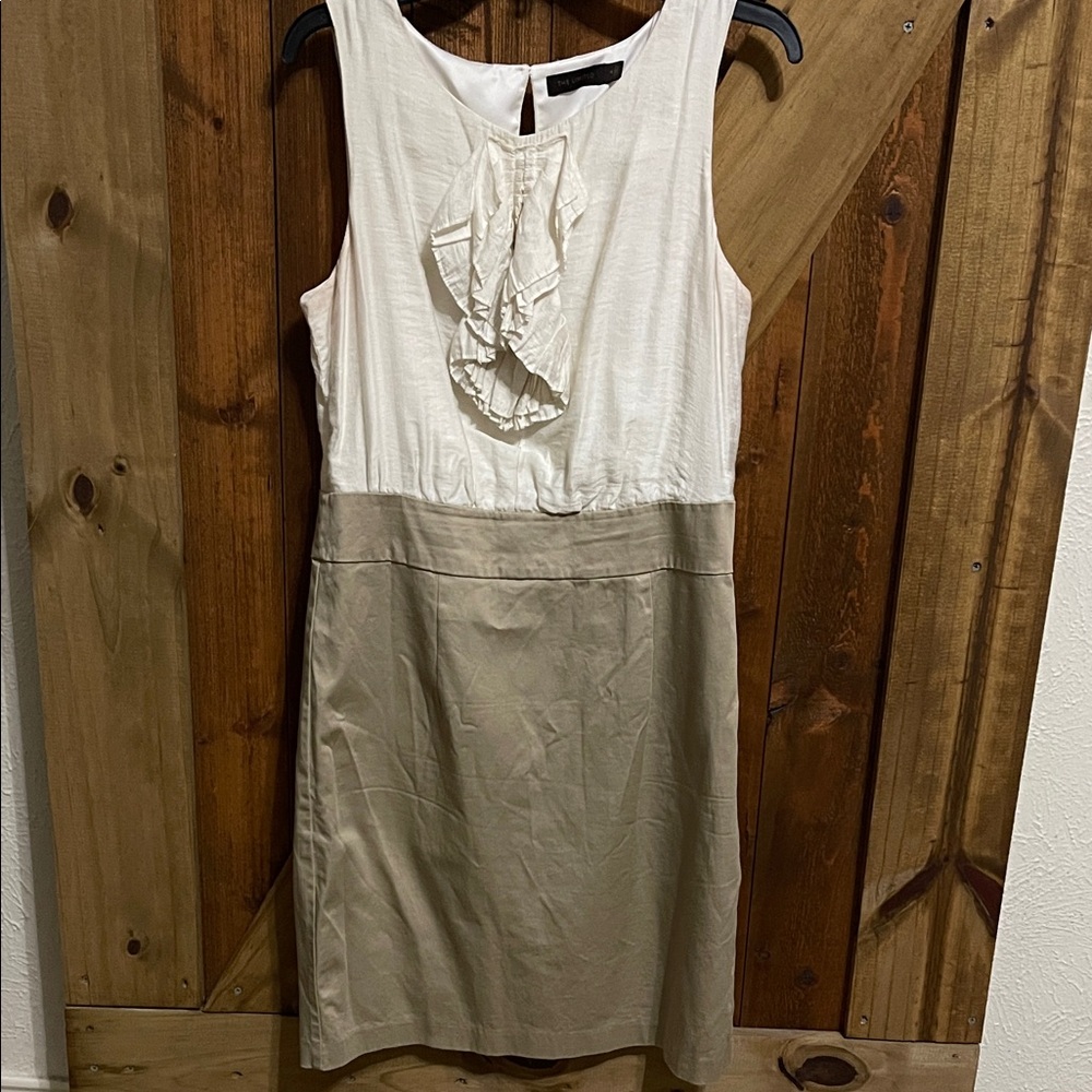 The Limited Elegant Cream and Tan Sleeveless Dress